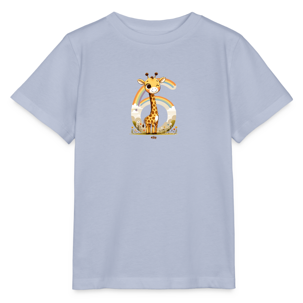 T-Shirt zum 6. Geburtstag - Giraffe - Kinder Bio-T-Shirt - Lavendel-Violett