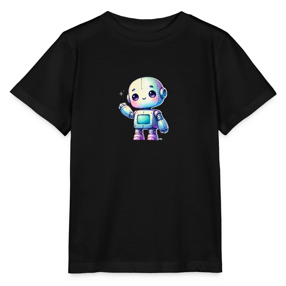 Kinder T-Shirt - Roboter winkt - Kinder Bio-T-Shirt - Schwarz