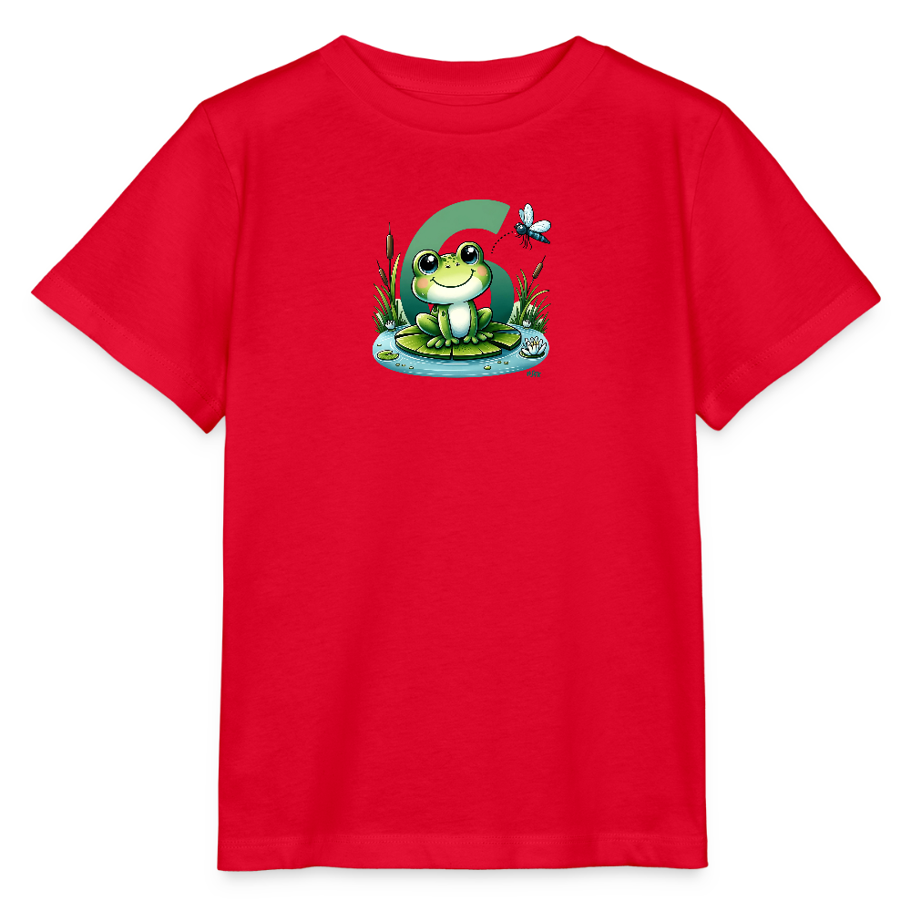 T-Shirt zum 6. Geburtstag - Frosch - Kinder Bio-T-Shirt - Rot