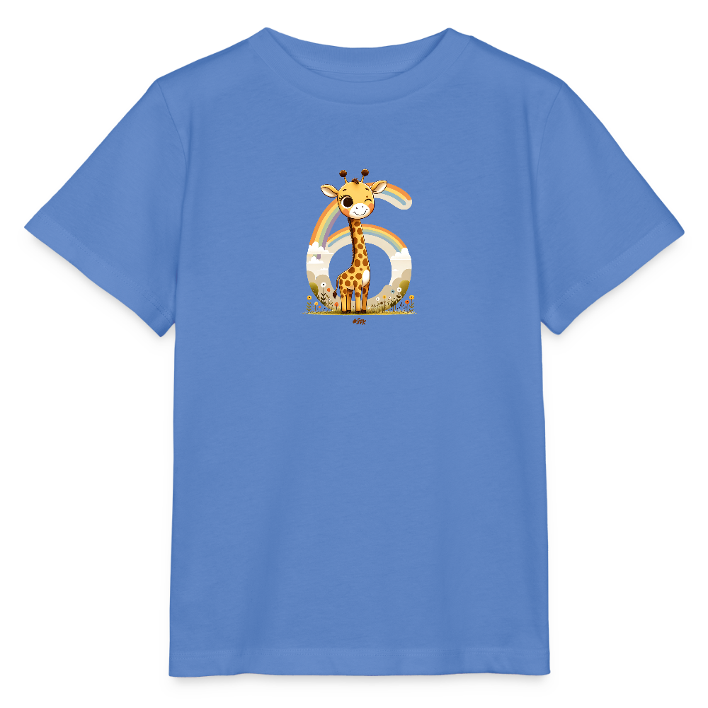 T-Shirt zum 6. Geburtstag - Giraffe - Kinder Bio-T-Shirt - Blau
