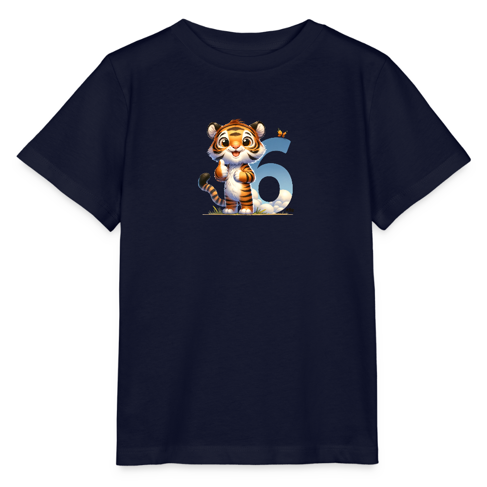 T-Shirt zum 6. Geburtstag - Tiger - Kinder Bio-T-Shirt - Navy