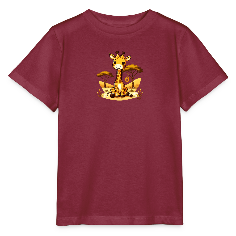 T-Shirt zum 6. Geburtstag - Frosch - Kinder Bio-T-Shirt - Burgunderrot