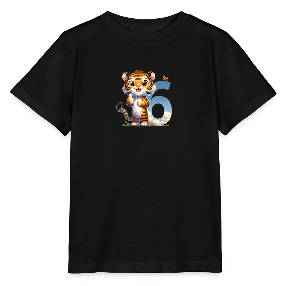 T-Shirt zum 6. Geburtstag - Tiger - Kinder Bio-T-Shirt - Schwarz