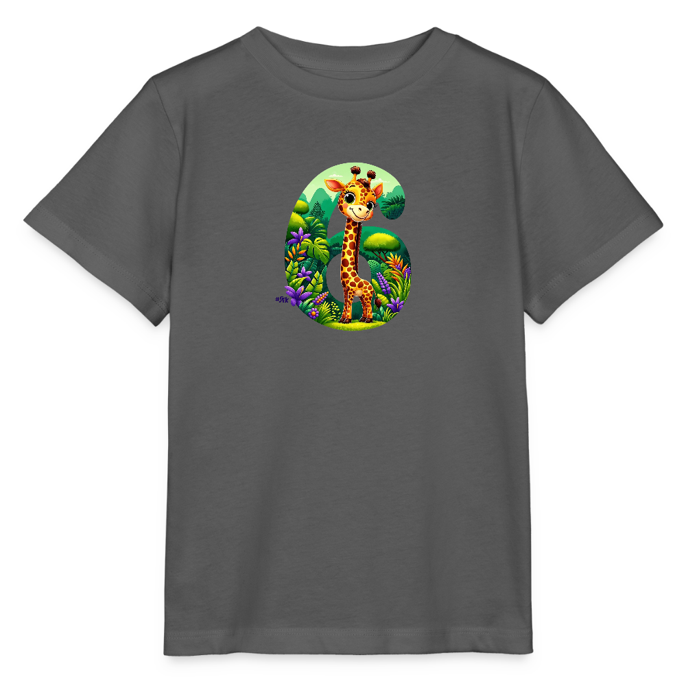 T-Shirt zum 6. Geburtstag - Giraffe - Kinder Bio-T-Shirt - Anthrazit