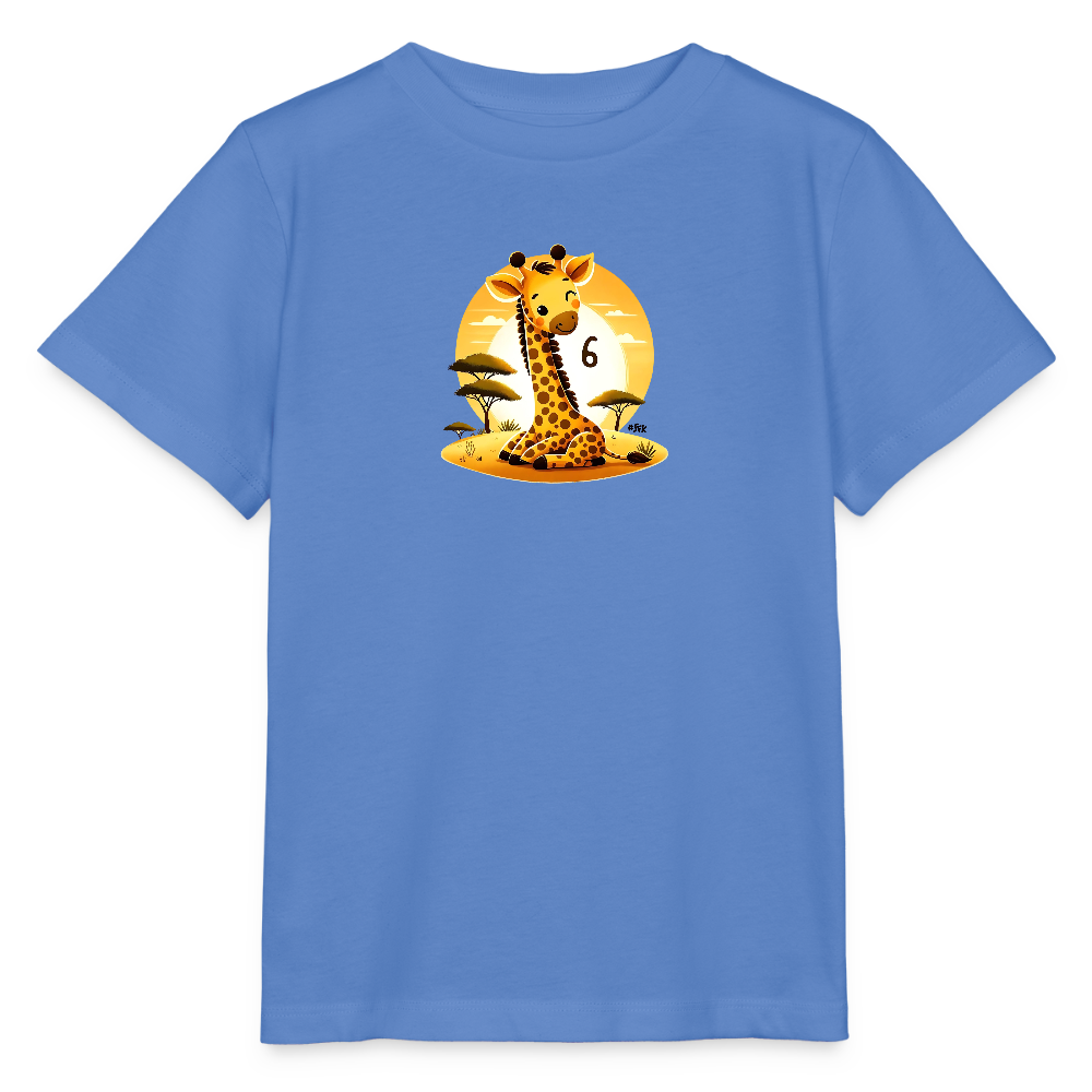 T-Shirt zum 6. Geburtstag - Giraffe - Kinder Bio-T-Shirt - Blau