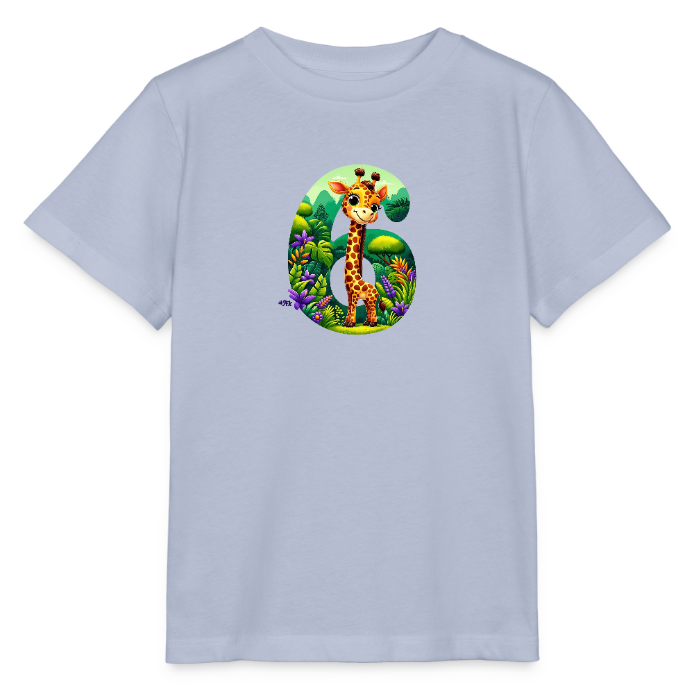 T-Shirt zum 6. Geburtstag - Giraffe - Kinder Bio-T-Shirt - Lavendel-Violett