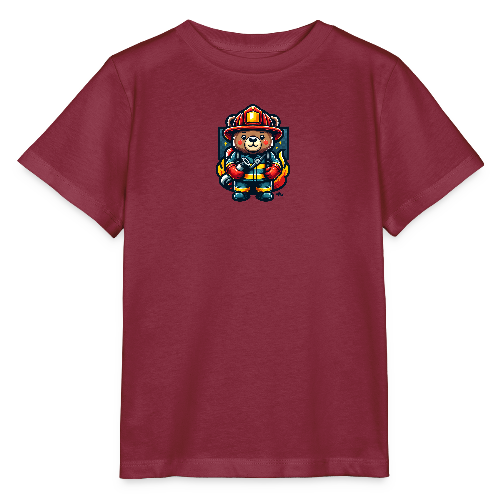 Feuerwehrbär - Kinder Bio-T-Shirt - 3 bis 6 Jahre - Burgunderrot