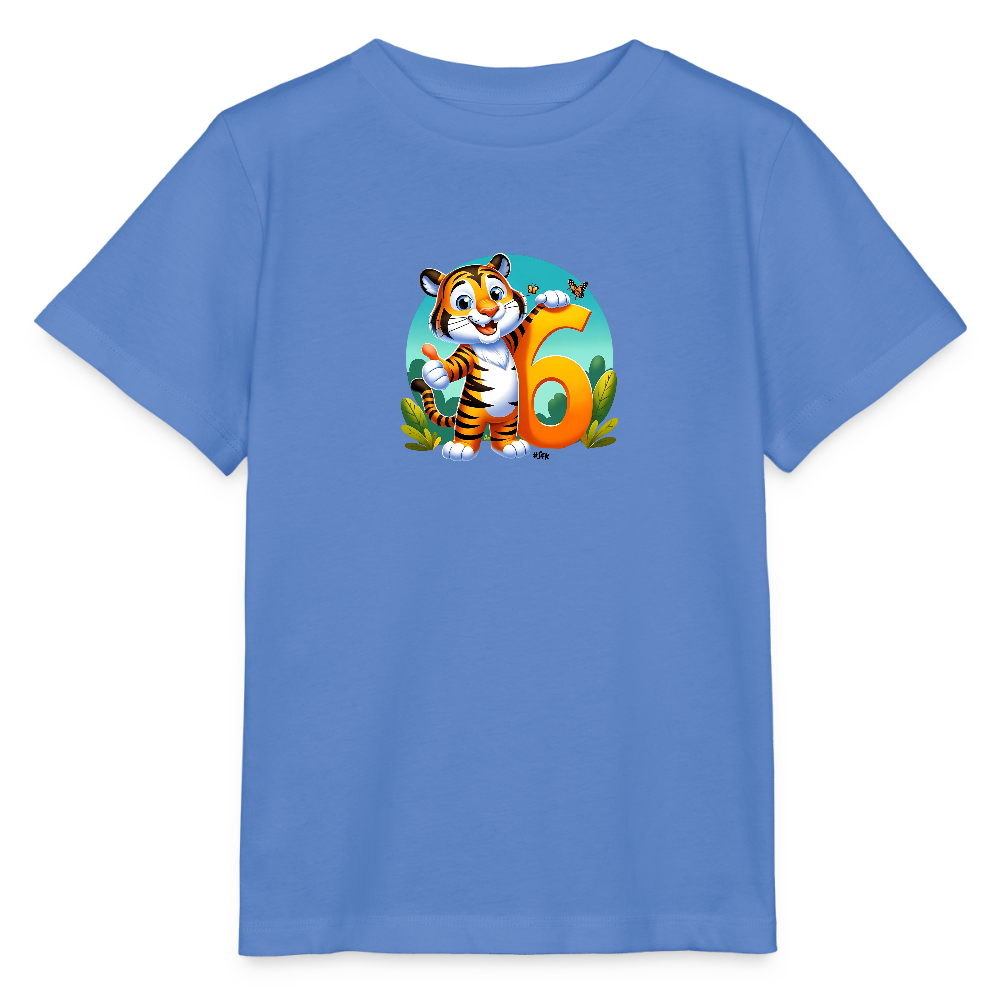 T-Shirt zum 6. Geburtstag - Tiger - Kinder Bio-T-Shirt - Blau
