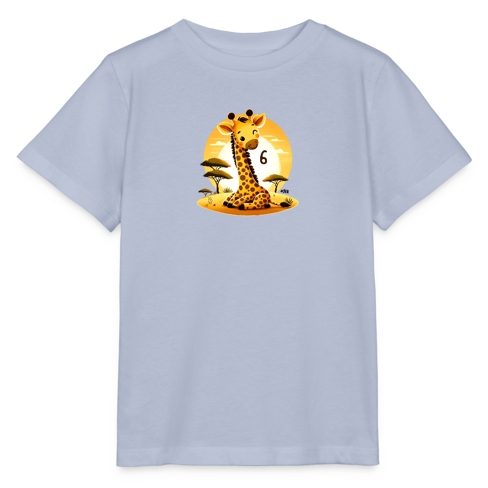 T-Shirt zum 6. Geburtstag - Giraffe - Kinder Bio-T-Shirt - Lavendel-Violett