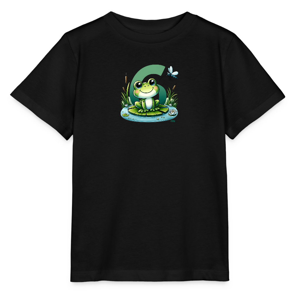 T-Shirt zum 6. Geburtstag - Frosch - Kinder Bio-T-Shirt - Schwarz