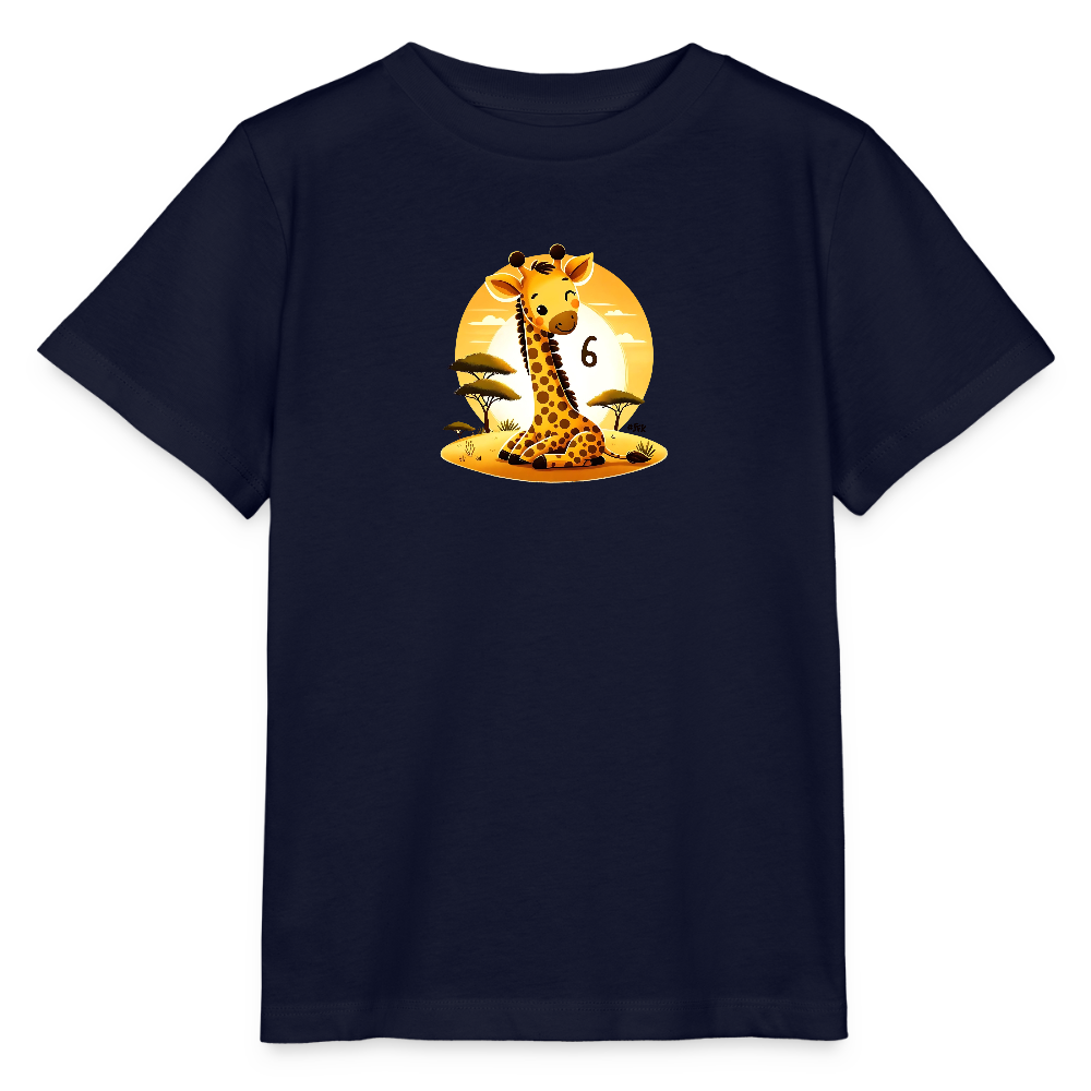 T-Shirt zum 6. Geburtstag - Giraffe - Kinder Bio-T-Shirt - Navy