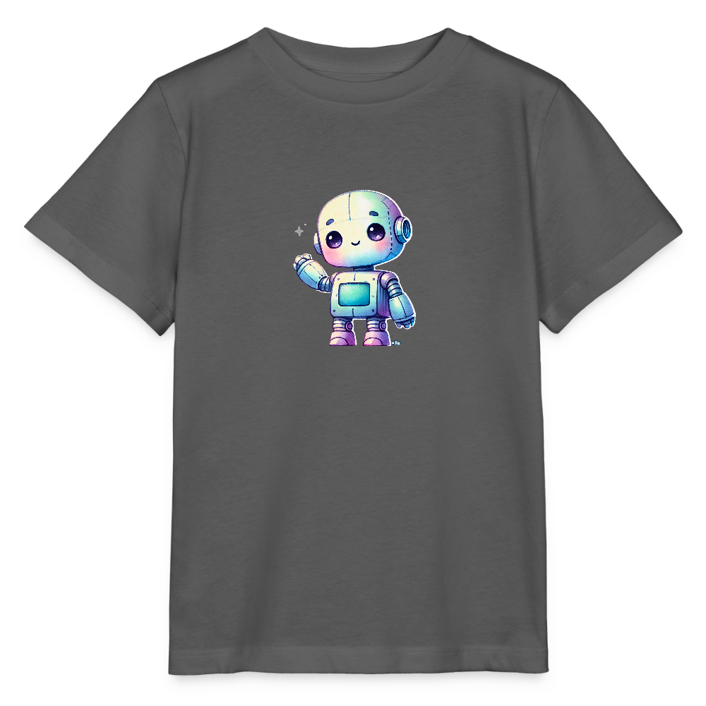 Kinder T-Shirt - Roboter winkt - Kinder Bio-T-Shirt - Anthrazit
