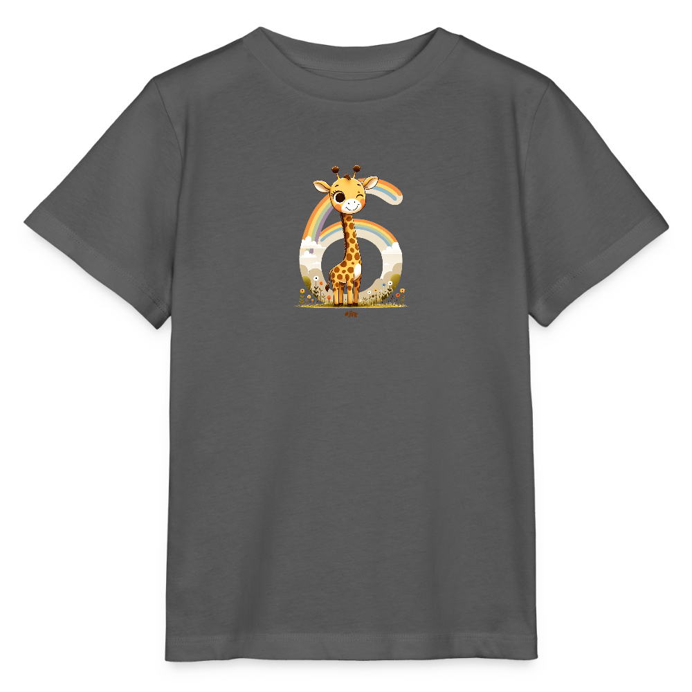 T-Shirt zum 6. Geburtstag - Giraffe - Kinder Bio-T-Shirt - Anthrazit