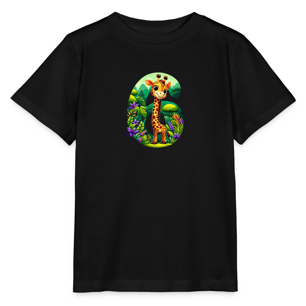 T-Shirt zum 6. Geburtstag - Giraffe - Kinder Bio-T-Shirt - Schwarz