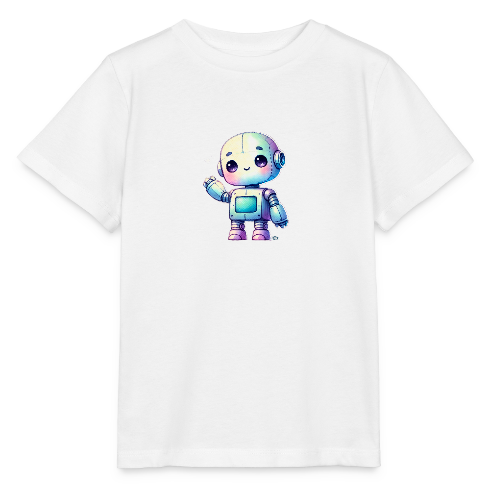 Kinder T-Shirt - Roboter winkt - Kinder Bio-T-Shirt - Weiß