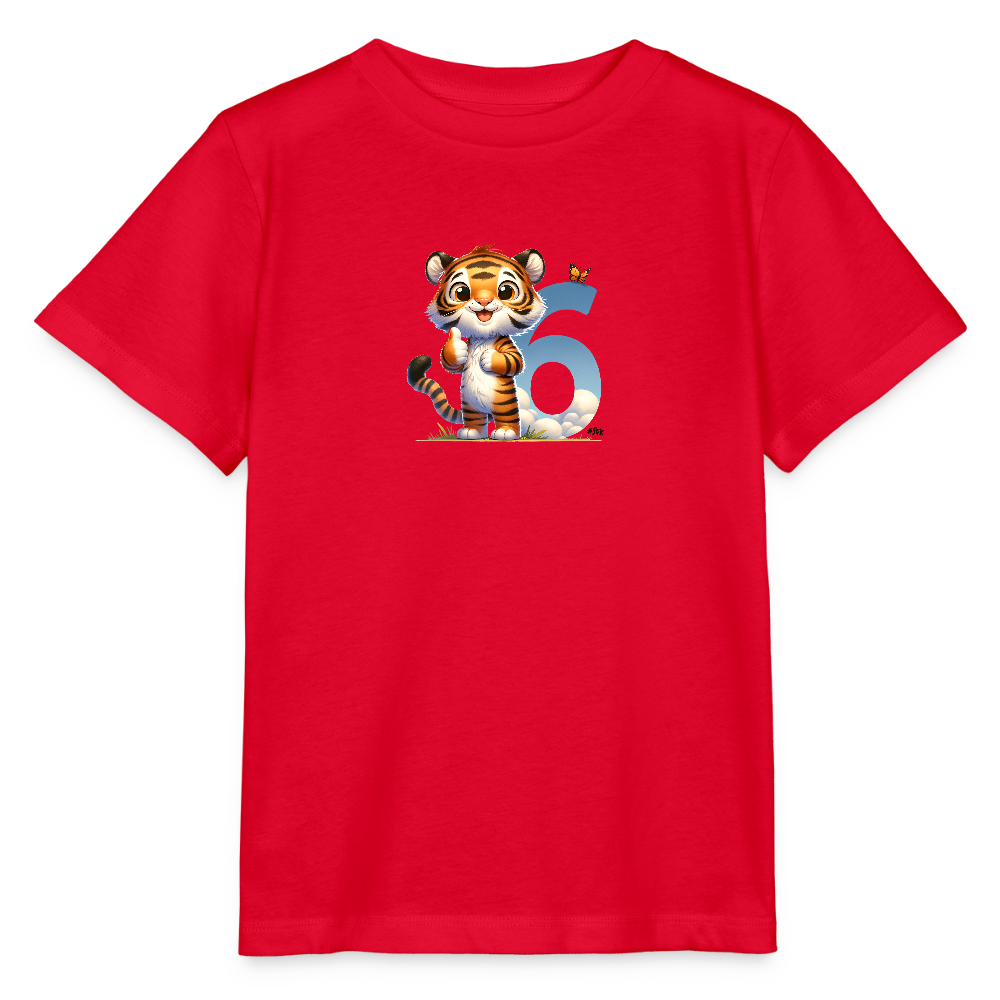 T-Shirt zum 6. Geburtstag - Tiger - Kinder Bio-T-Shirt - Rot