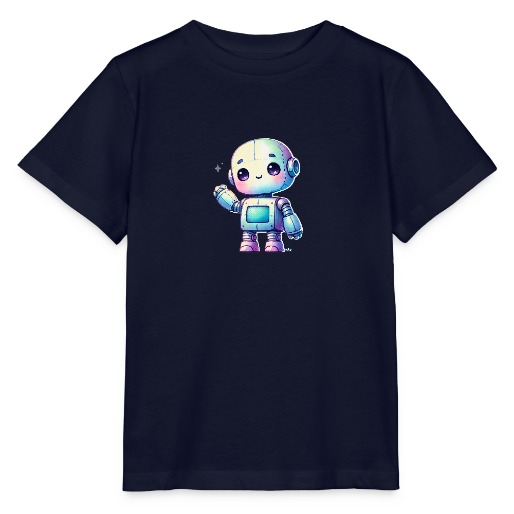 Kinder T-Shirt - Roboter winkt - Kinder Bio-T-Shirt - Navy