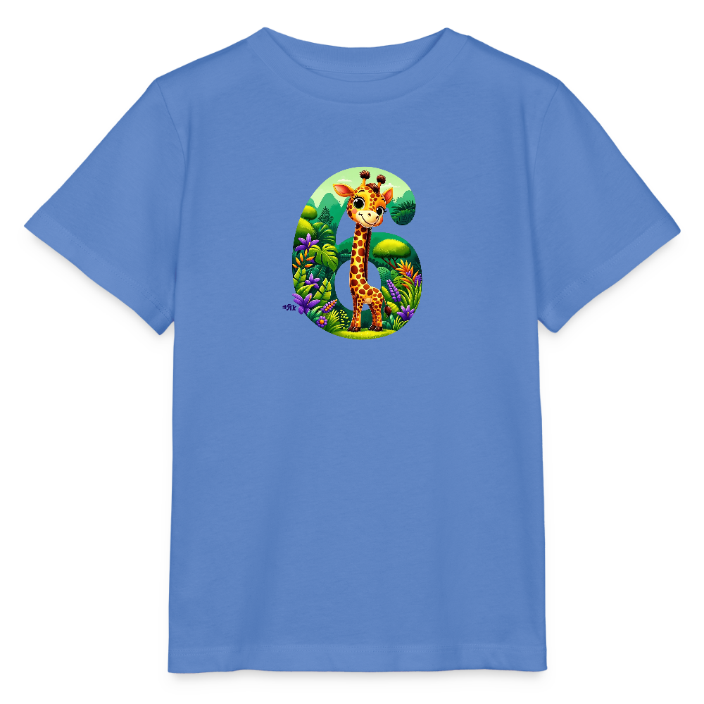 T-Shirt zum 6. Geburtstag - Giraffe - Kinder Bio-T-Shirt - Blau