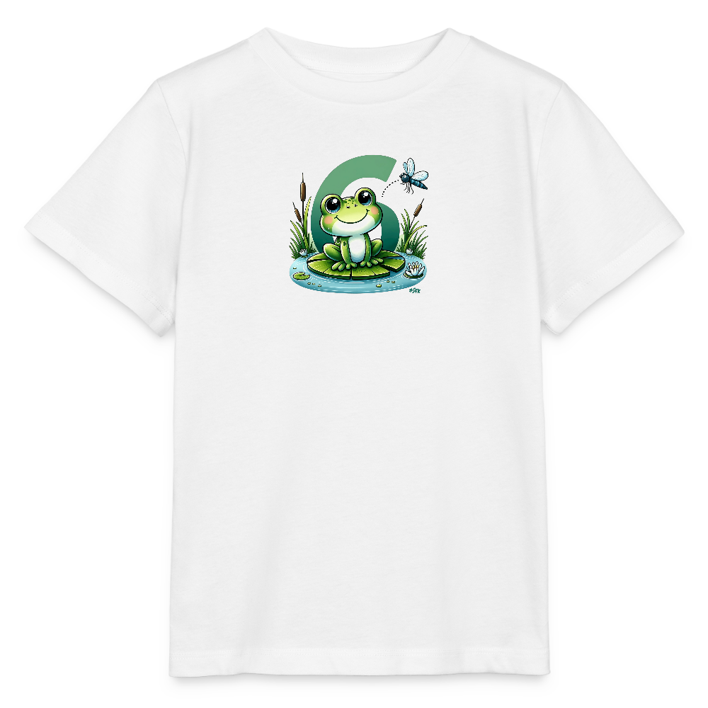 T-Shirt zum 6. Geburtstag - Frosch - Kinder Bio-T-Shirt - Weiß