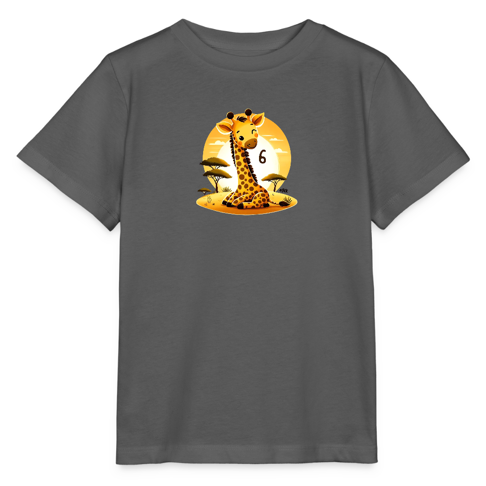 T-Shirt zum 6. Geburtstag - Giraffe - Kinder Bio-T-Shirt - Anthrazit