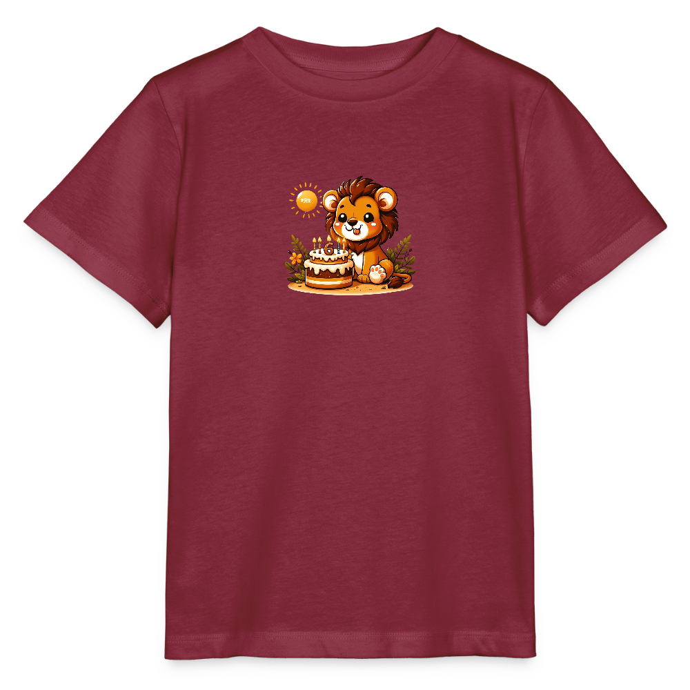 T-Shirt zum 6. Geburtstag - Frosch - Kinder Bio-T-Shirt - Burgunderrot