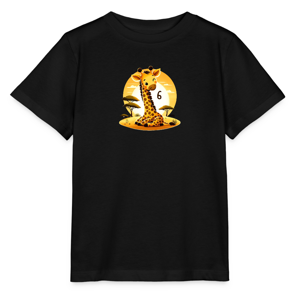 T-Shirt zum 6. Geburtstag - Giraffe - Kinder Bio-T-Shirt - Schwarz
