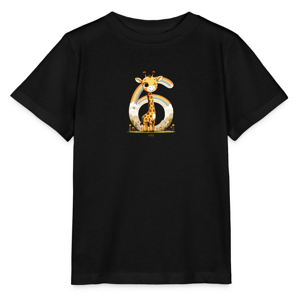T-Shirt zum 6. Geburtstag - Giraffe - Kinder Bio-T-Shirt - Schwarz