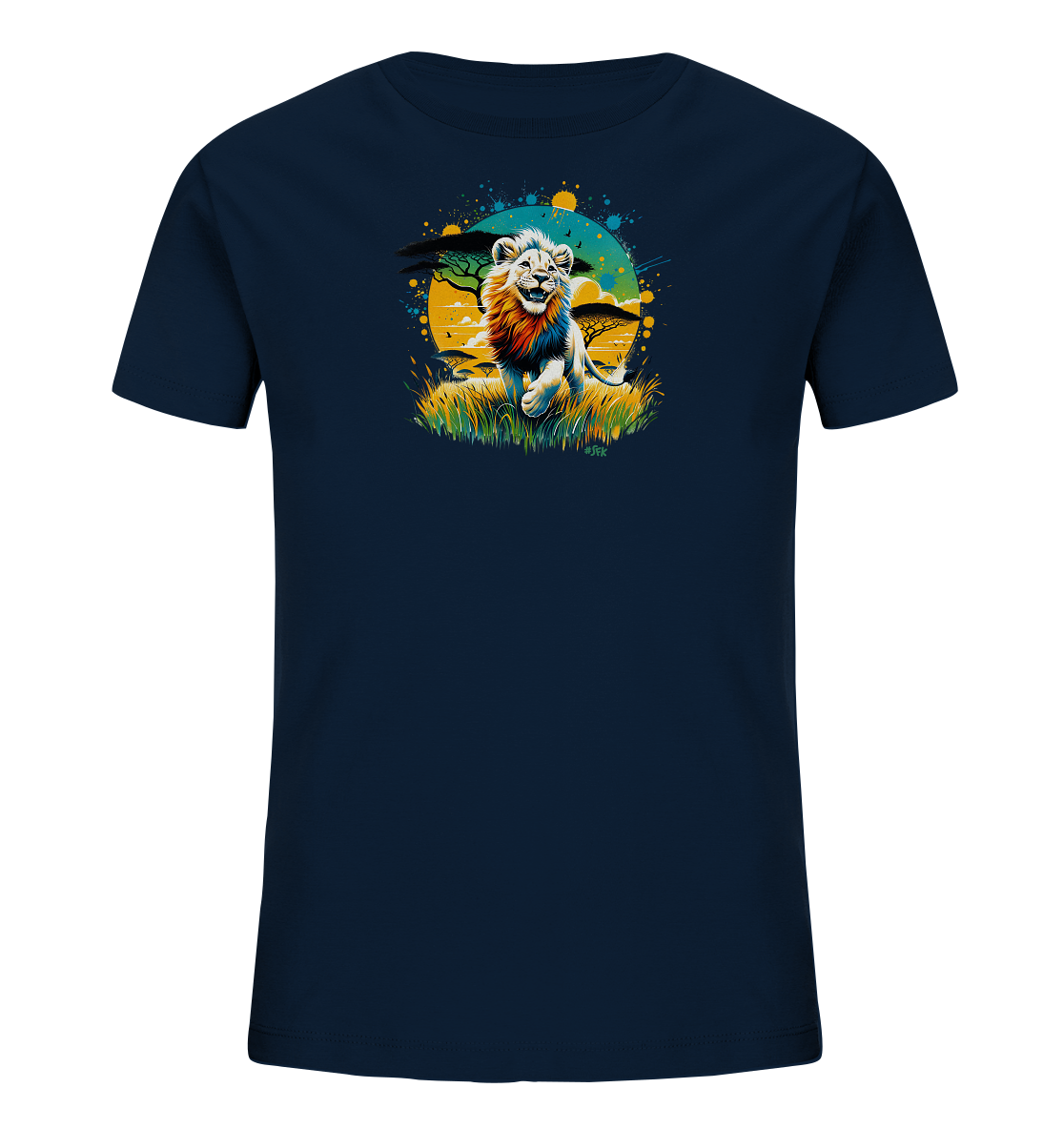 Kinder T-Shirt – Wilder Löwe bunte Mähne