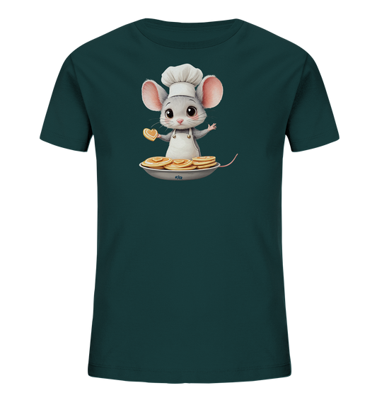 Kinder T-Shirt – Süße Maus backt Herz-Pfannkuchen
