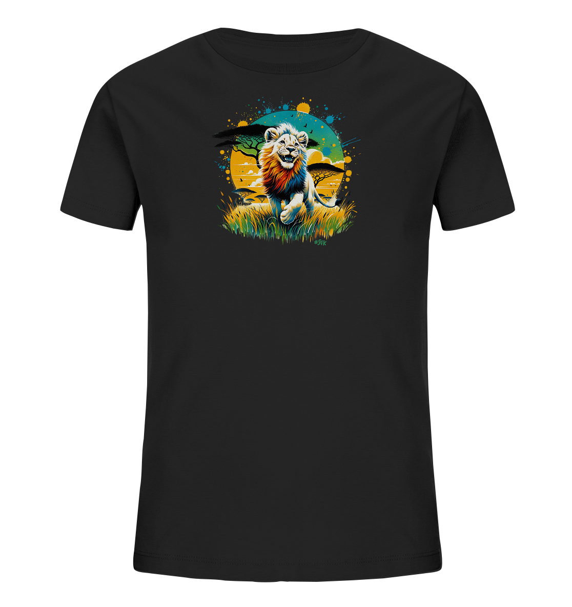 Kinder T-Shirt – Wilder Löwe bunte Mähne