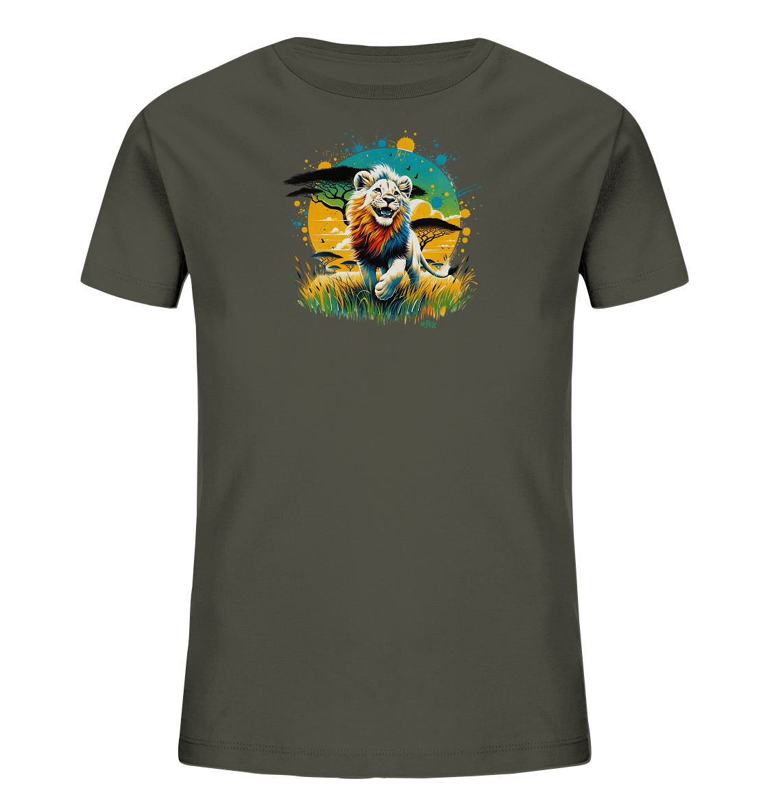 Kinder T-Shirt – Wilder Löwe bunte Mähne