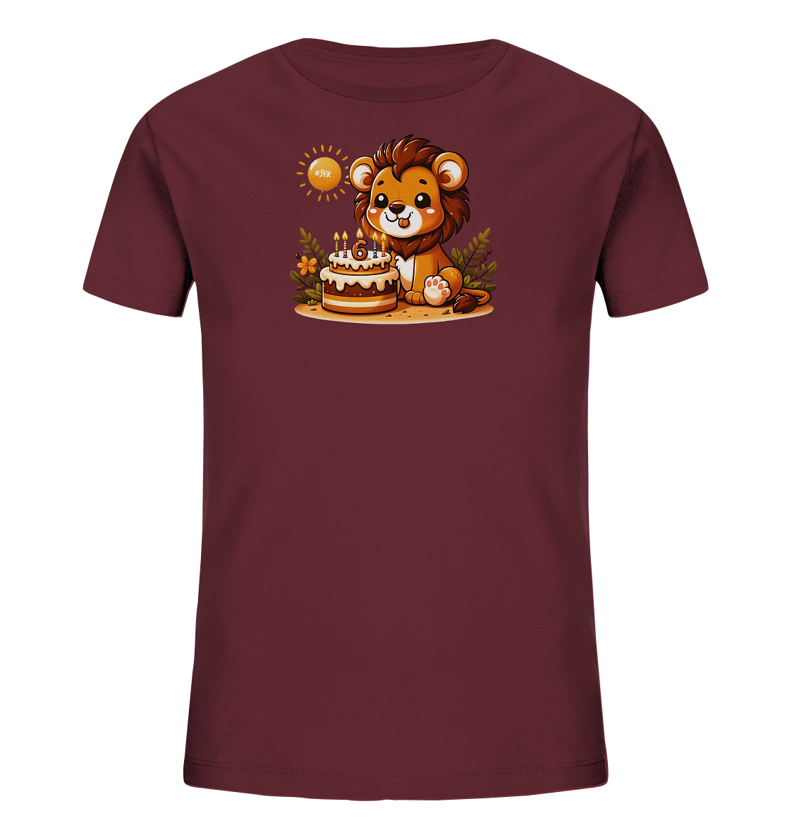 Kinder T-Shirt – Fröhlicher Löwe feiert den sechsten