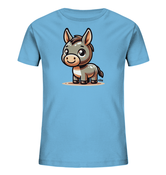 Kinder T-Shirt mit freundlichem Cartoon-Esel, großen Augen und langen Ohren