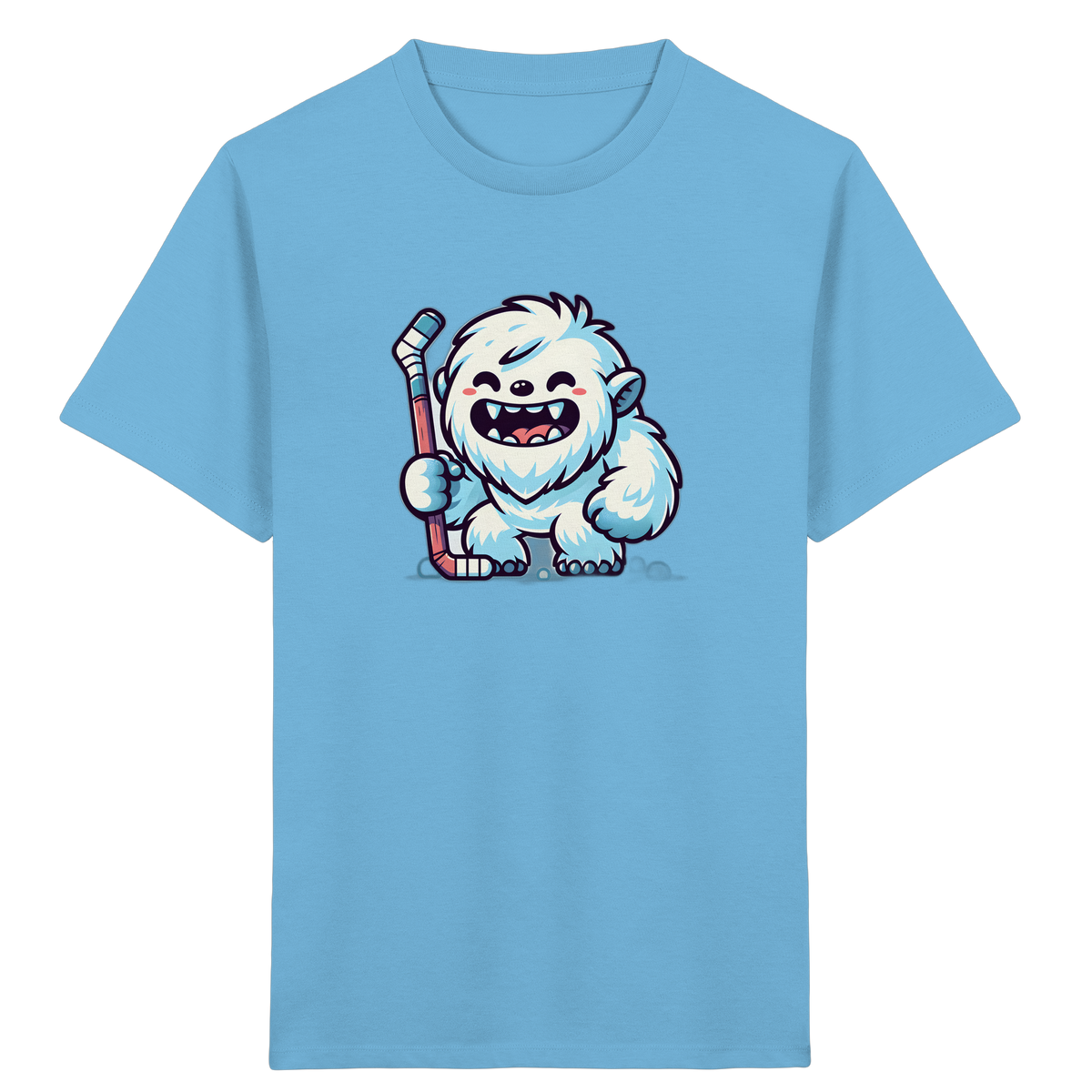 Yeti mit Eishockeyschläger Kinder T-Shirt