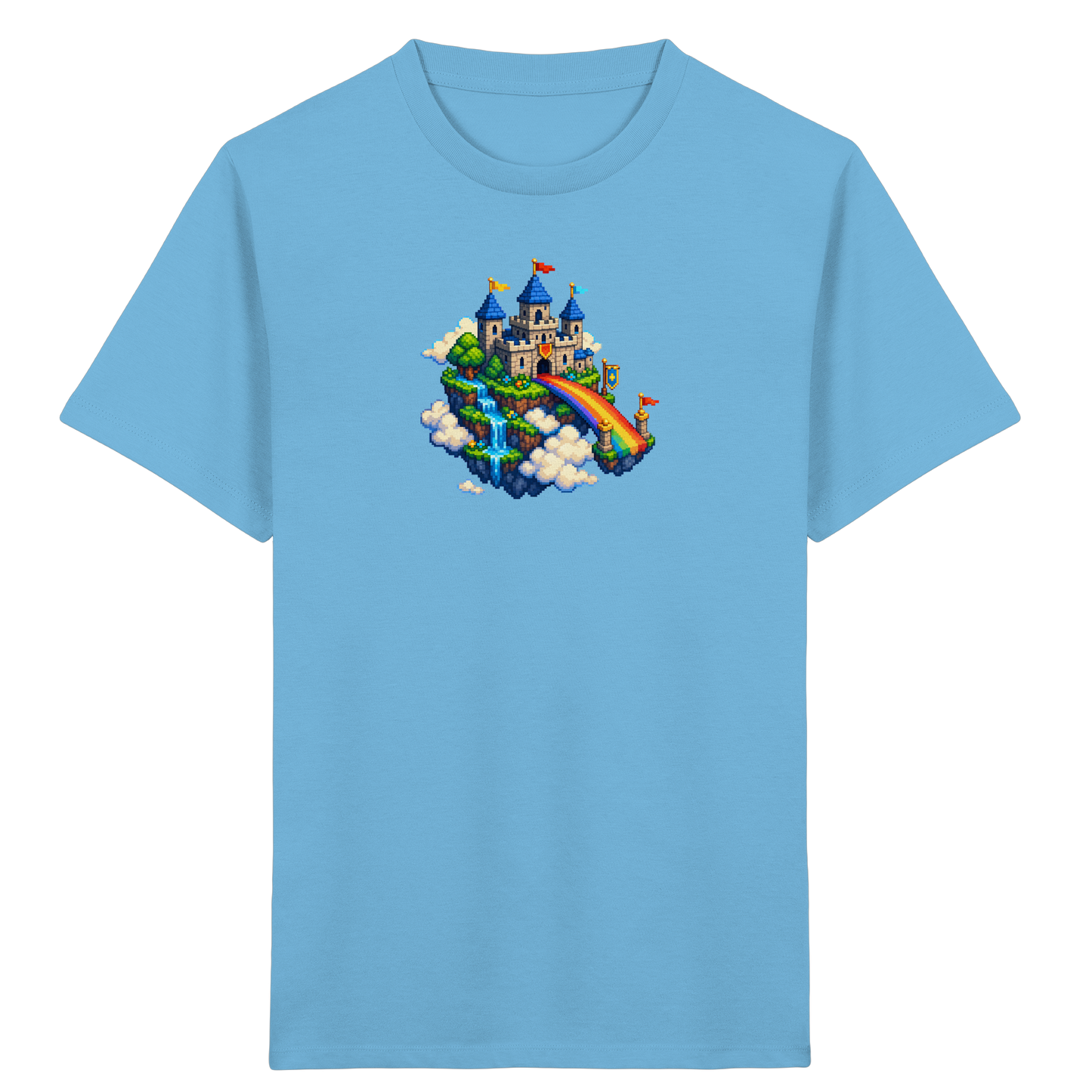 Magische Märchenburg im Pixel Art Design - Kinder Bio T-Shirt