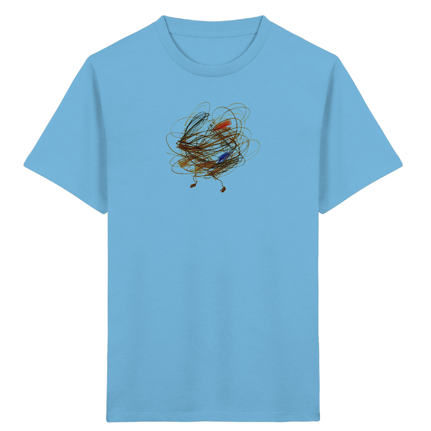 Aqua-Blue Kinder Bio T-Shirt mit abstraktem Vogel-Motiv