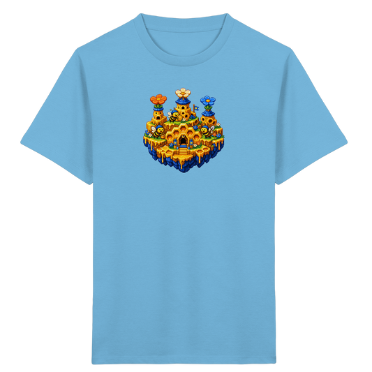 Fröhliches Pixel-Art Bienen T-Shirt - Kinder Bio T-Shirt