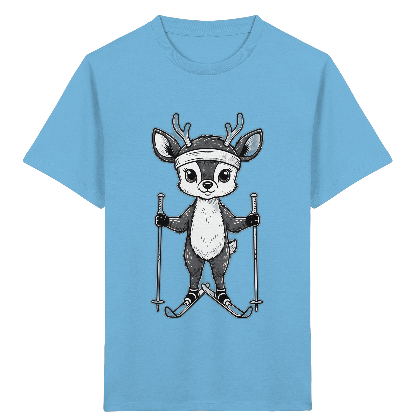 Niedliches Reh auf Skiern T-Shirt - Kinder Bio T-Shirt