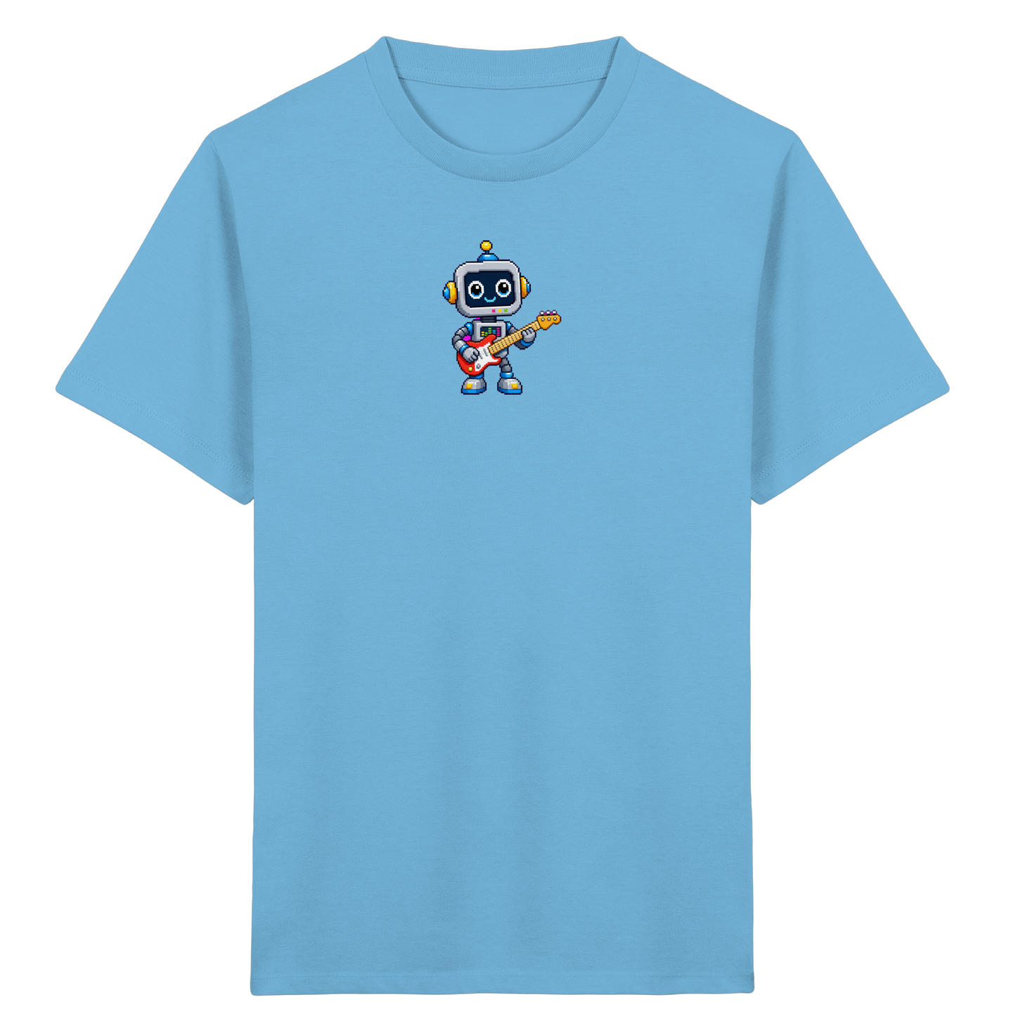 Pixel Roboter rockt E-Gitarre - Kinder T-Shirt