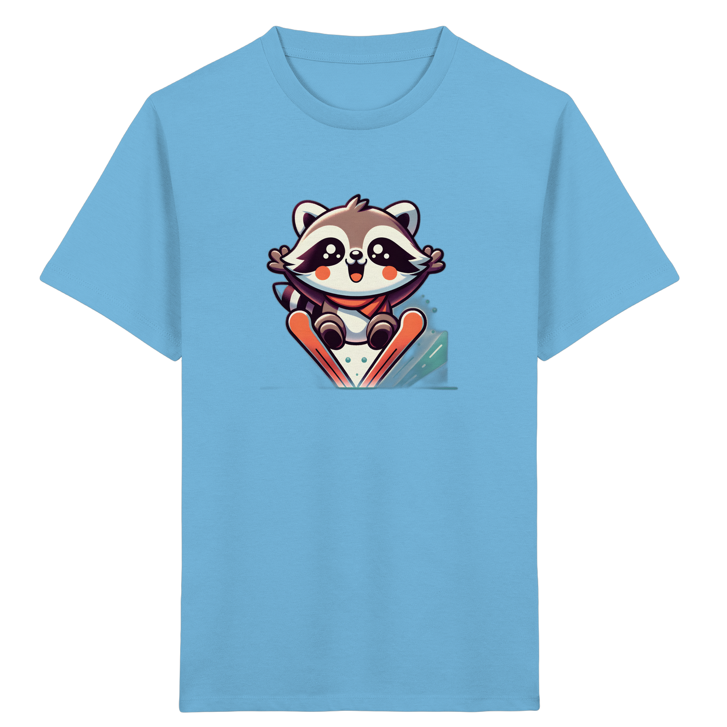 Waschbär auf Skiern – Kinder Bio-T-Shirt