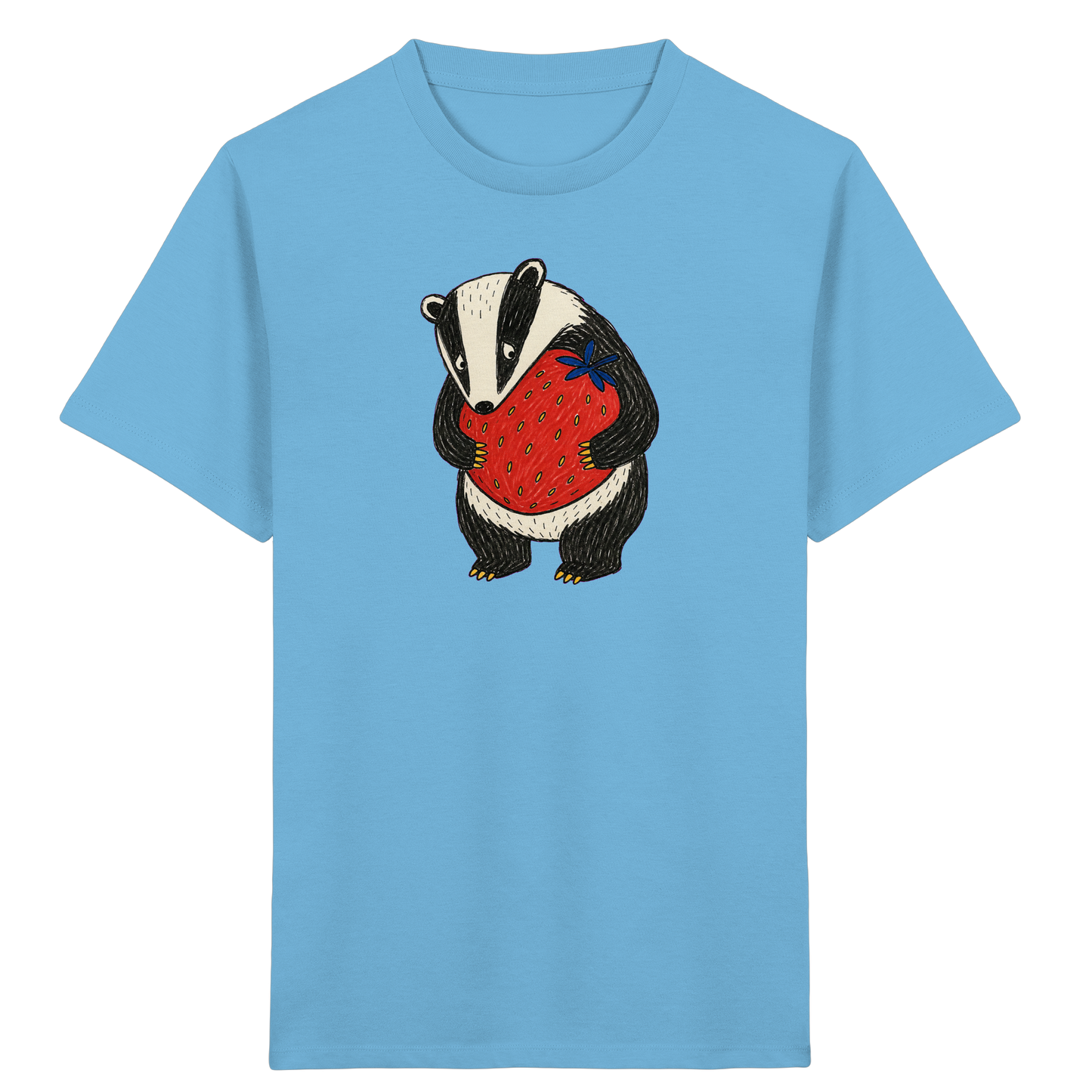 Süßer Dachs mit roter Erdbeere - Kinder Bio T-Shirt