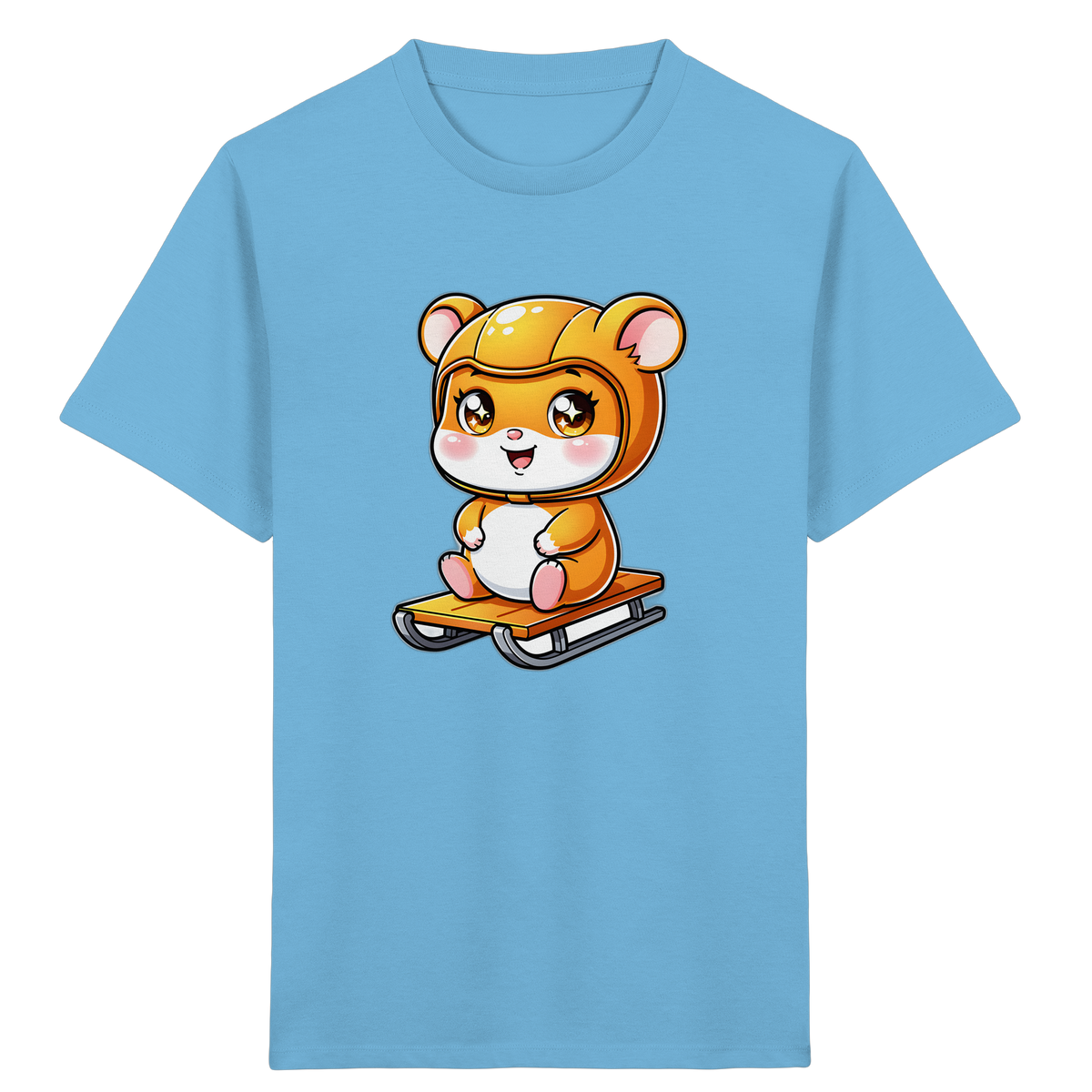 Kinder-T-Shirt mit Hamster auf einem Schlitten