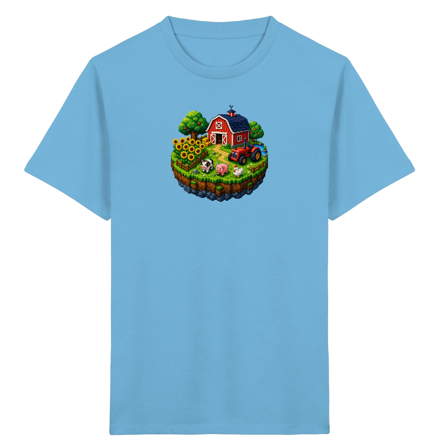 Niedliches Bauernhof Pixel-Art T-Shirt - Kinder Bio T-Shirt