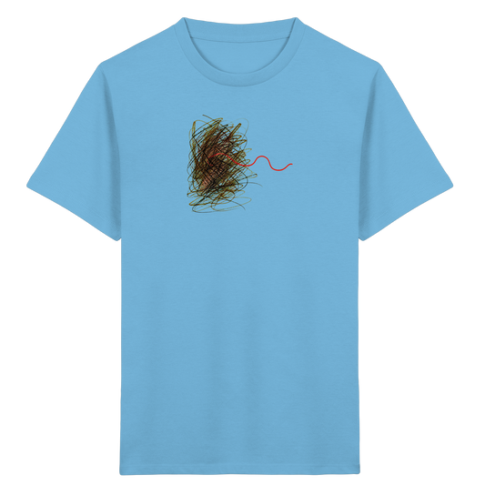 Abstraktes Kritzel-T-Shirt mit roter Linie - Kinder Bio T-Shirt