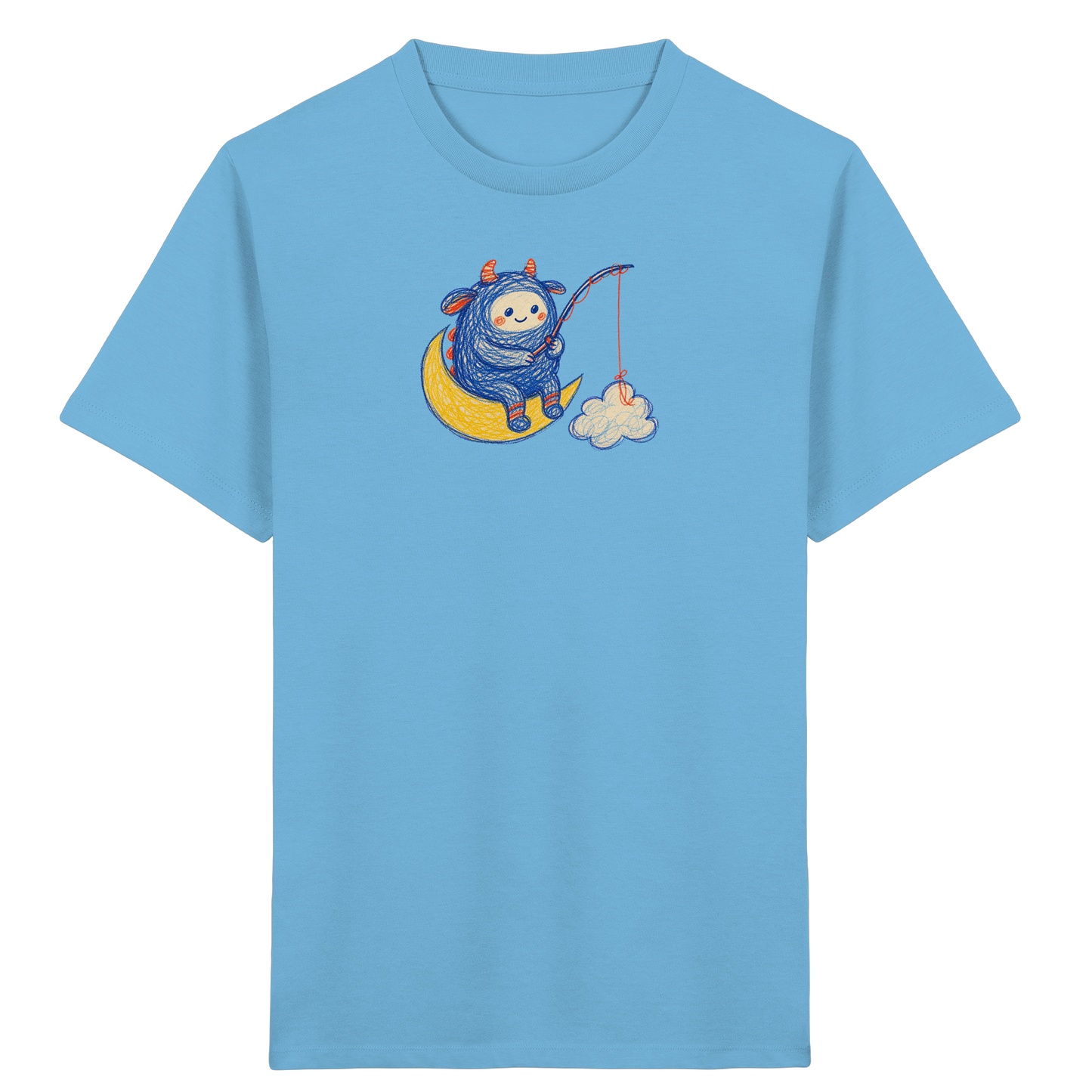 Kleiner Wolkenangler auf Mondsichel - Kinder Bio T-Shirt