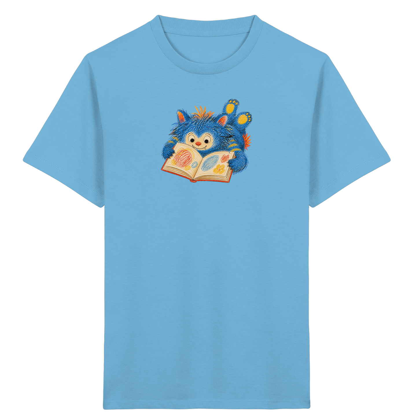 Bücherwurm Monster liest Bilderbuch - Kinder Bio T-Shirt