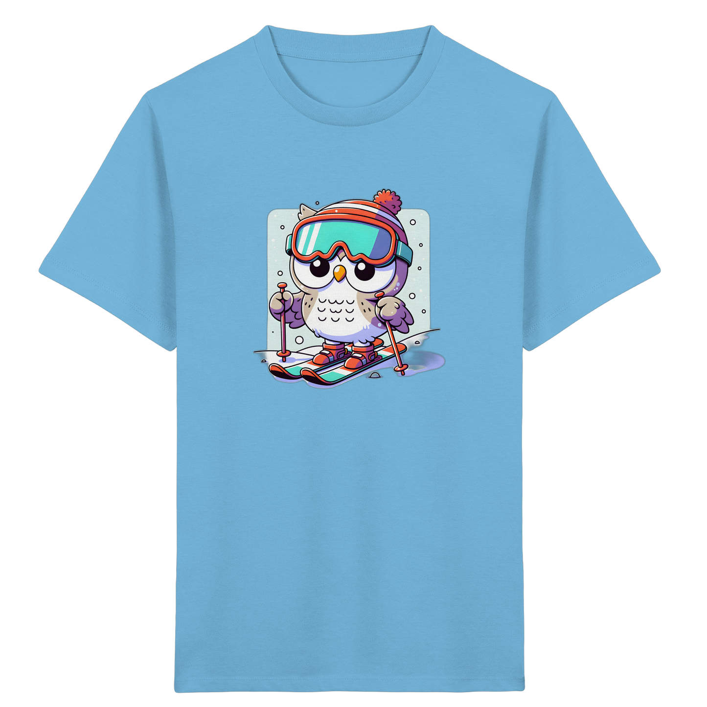 Cartoon Eule auf Skiern T-Shirt