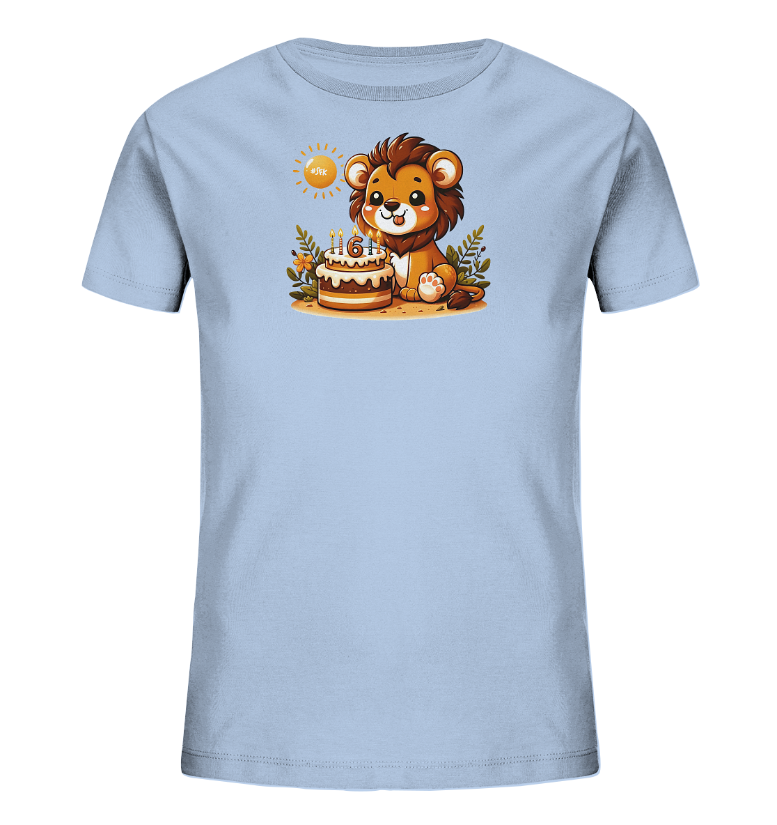 Kinder T-Shirt – Fröhlicher Löwe feiert den sechsten