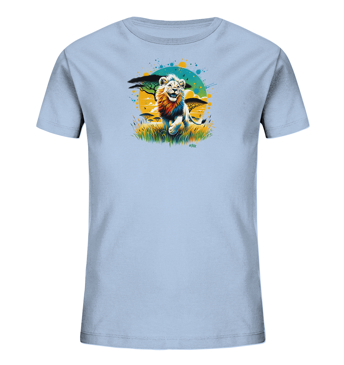 Kinder T-Shirt – Wilder Löwe bunte Mähne