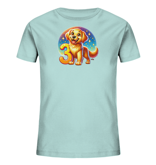 Kinder T-Shirt mit Hundewelpe und großer Zahl 3